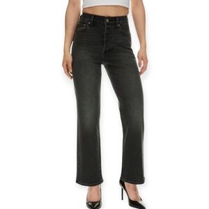Aritzia Denim Forum The Arlo High Rise Straight Jeans in Black Licorice 31